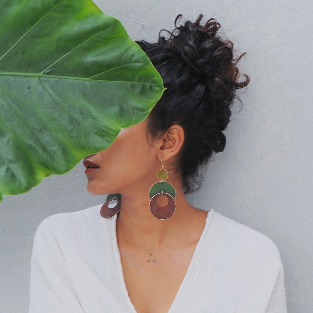 Asya Patina Earrings -Olive